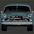 Classic Blue Vintage Car With Retro Rounded Body And White Wheels