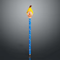 Cute Blue Pen with White Stripes and Yellow Cartoon Head Design Features