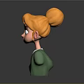 Game Movie Character With Blonde Bun Blue Eyes Green Jacket And Black Top