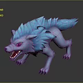 Fantasy Wolf Character Design With Blue Fur And Purple Eyes