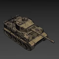 Classic Military Tank With Long Cannon Sand Color Paint And Tracks