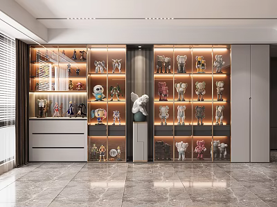 Modern Display Cabinet Shelves With Lighting For Collectibles In Home 3d model