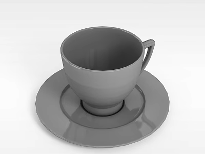 Gray Ceramic Cup And Saucer Set For Home Dining Table Decoration 3d model
