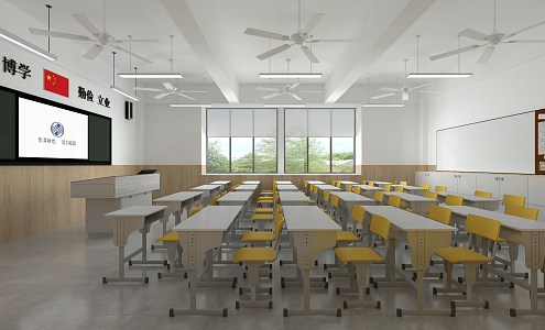 Modern Classroom School Classroom Corridor 3d model