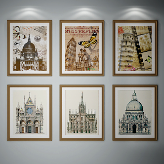 European architectural painting decorative painting 3d model