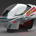 Futuristic X-TREME RIDER Helmet With Silver Red Design And Transparent Visor