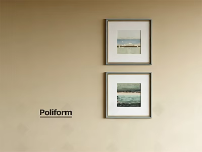 Framed Abstract Paintings Hanging On Wall In Poliform Interior Decor 3d model