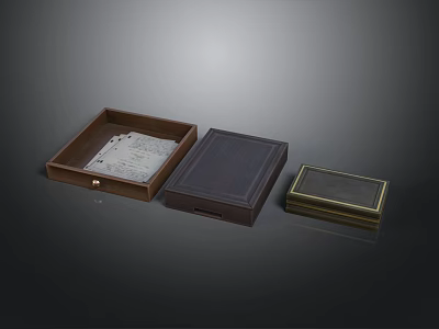 Wooden Storage Furniture Boxes With Open Compartment And Gold Trim Design 3d model