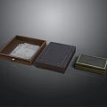 Wooden Storage Furniture Boxes With Open Compartment And Gold Trim Design