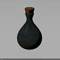 Blue Green Ceramic Vase With Red Yellow Decorative Rim And Pear Shaped Body