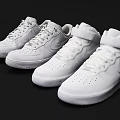 White Nike Casual Shoes With High Top And Low Top Designs And Lace Up Straps