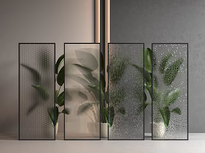 Modern glass partition glass Changhong glass 3d model