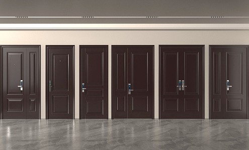 Modern security door entry door double door 3d model