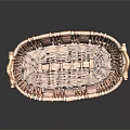 Woven Rattan Storage Basket With Oval Shape Brown Handle And Woven Texture For Home Organization