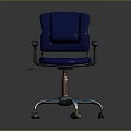 Blue Office Chair With Armrests Wheels And Modern Metal Base Design