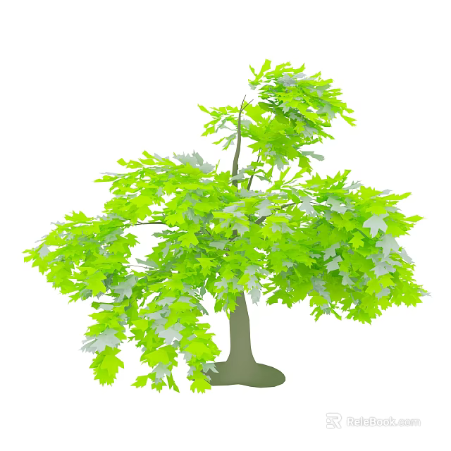 Lush Green Tree With Dense Foliage And Sturdy Trunk In Natural Landscape 3d model 