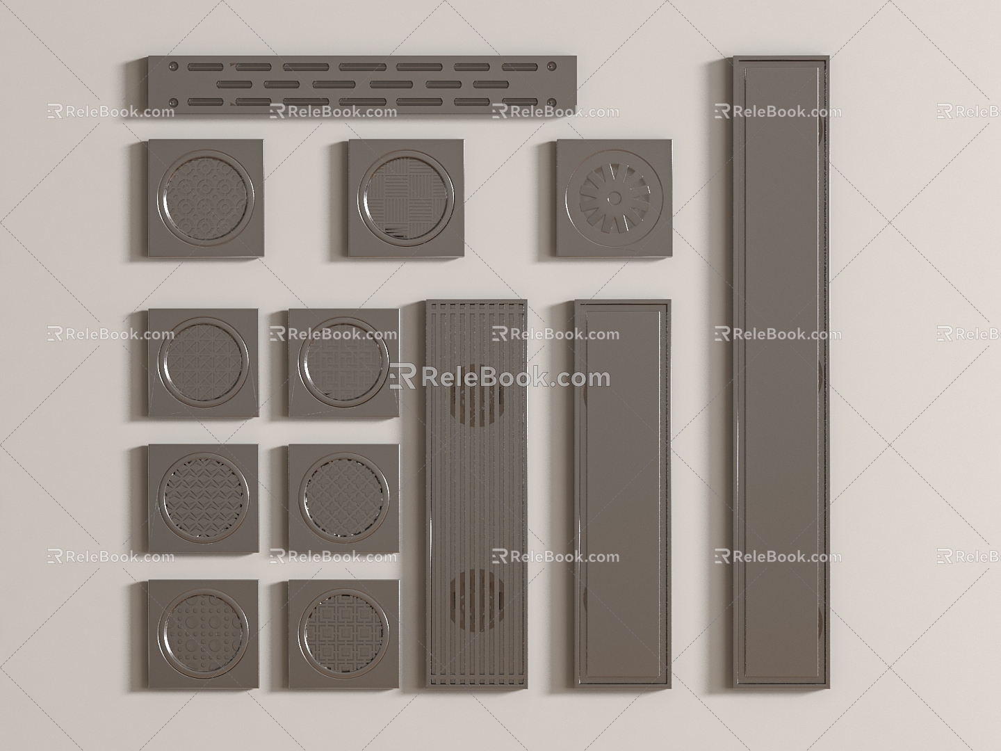 Floor drain bathroom small pieces 3d model