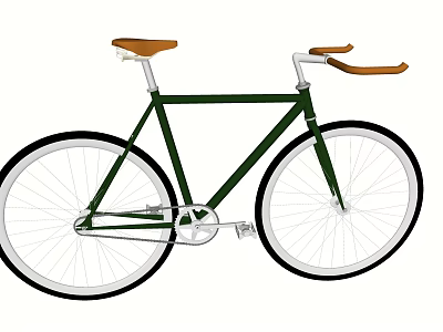 Stylish Green Bicycle With Brown Leather Seat Handlebar And White Wheels 3d model