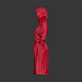 Red Hooded Raincoat With Long Sleeves And Adjustable Belt For Outdoor Use