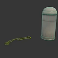 Gray Cylindrical Household Trash Can With Black Rope And Simple Design