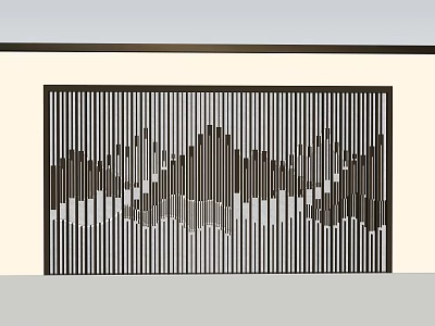 Dark Colored Vertical Slats Mountain Landscape Pattern Feature Wall Design With Light Background 3d model