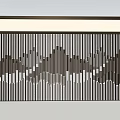 Dark Colored Vertical Slats Mountain Landscape Pattern Feature Wall Design With Light Background 3d model