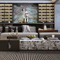 Modern Luxury Living Dining Room Interior With Marble Walls Wooden Elements And Sculptural Console Table