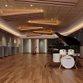 School Music Classroom Interior With Piano Wooden Floors Seats And Ceiling Designs