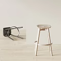 Modern Bar Stools With Light Wood And Black Metal Frame Design Details
