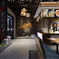 Modern Restaurant Interior Design With Comfortable Seats Pendant Lights And Menu Display Decor