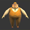 Chubby 3D Cartoon Character With Hat Green Pendant Yellow Vest Brown Pants Red Shoes