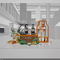 Photo Check-in Spot With Orange Frame Green Plants And Fruit Ornaments In Modern Interior
