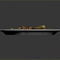 Fried Small Fish Served with Lemon Wedge and Colorful Vegetable Salad on White Plate