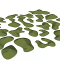 Garden Ornaments With Green Irregular Shapes And Grassy Decorative Texture