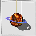 Planetary Themed Chandeliers with Various Designs Featuring Rings and Colorful Planet Surfaces