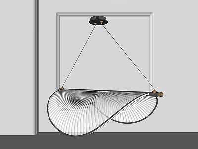 Modern Stylish Pendant Light With Spiral Curved Wire Frame Hanging From Ceiling 3d model