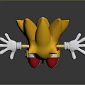 Super Sonic Golden Hedgehog Character With Outstretched Arms Red Shoes And White Gloves
