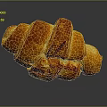 Golden Flaky Buttery Croissant Freshly Baked With Crispy Layers On Dark Background