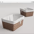 Two Wicker Storage Baskets With White Fabric Liners For Home Organization