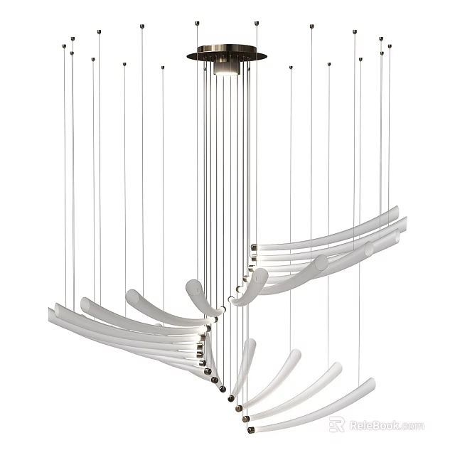 Creative Modern Unique shaped Pendant Light With Layered Curved Design For Interior Decor 3d model
