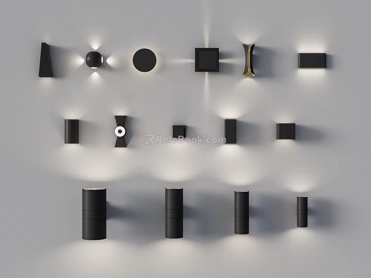A group of minimalist outdoor wall lamp SU model 3d model