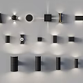 A group of minimalist outdoor wall lamp SU model 3d model