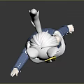 Anime Style Game And Movie Character With White Hair Blue Outfit Horns And Yellow Bow