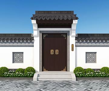 Gate Head Villa Gate Entrance Door Patio Door General Gate Soviet Style Gate Huizhou Gate Ancient Architecture Antique Architecture 3d model
