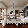 Middle Ancient Living Room Sofa Combination Coffee Table Carpet Leisure Sofa 3d model
