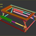 Red Metal Equipment Frame With Adjustable Support Bars And Sturdy Platform Structure 3d model