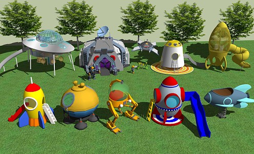 Sci-fi children's equipment Modern play equipment 3d model