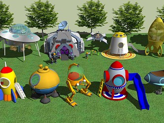 Sci-fi children's equipment Modern play equipment 3d model