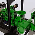 Trailer Mounted Industrial Equipment With Green Engine Radiator And Piping System