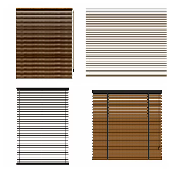 Modern venetian blinds curtain combination 3d model